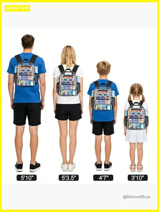 Clear Stadium Backpack Large Capacity Water Resistant Reinforced Strap